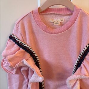 Pink Ruffle Threaded Sweatshirt